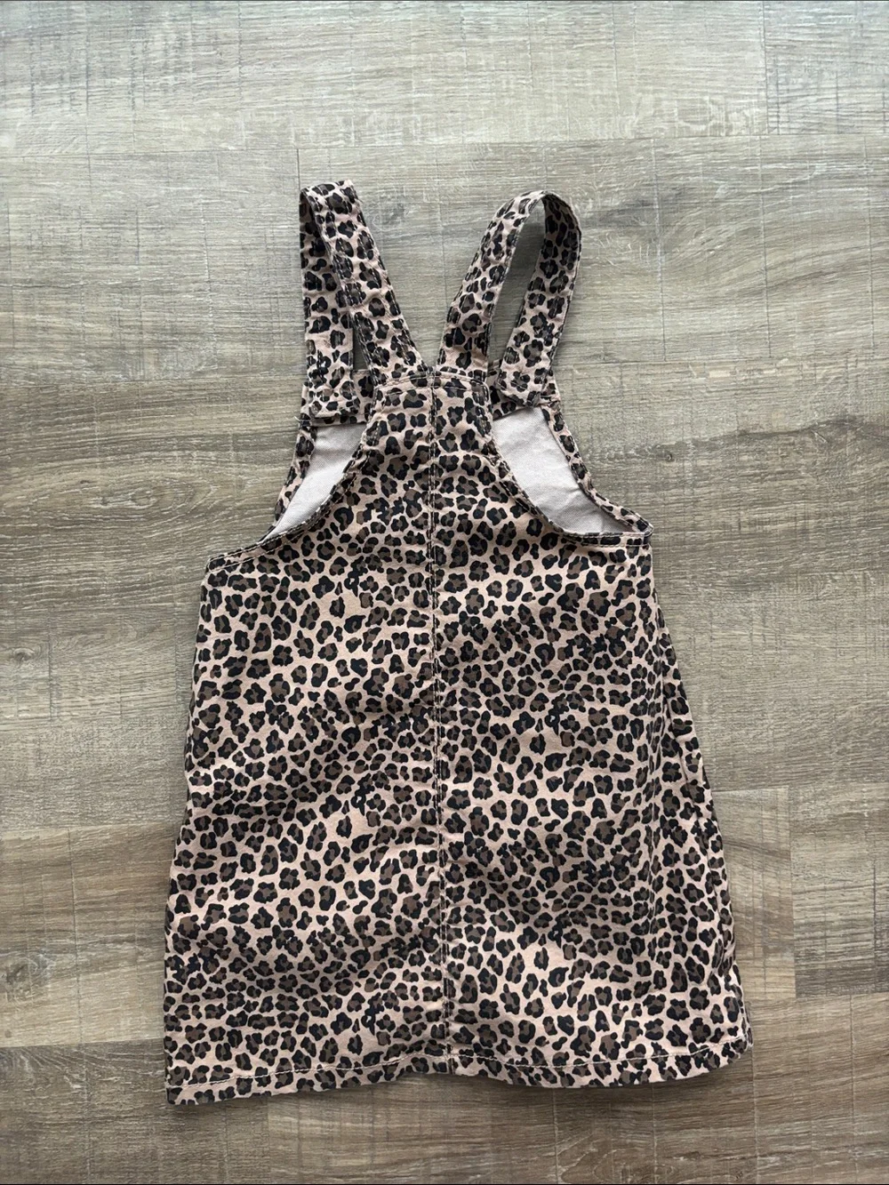 Leopard Print Button-Front Overall Dress - Tan/Black